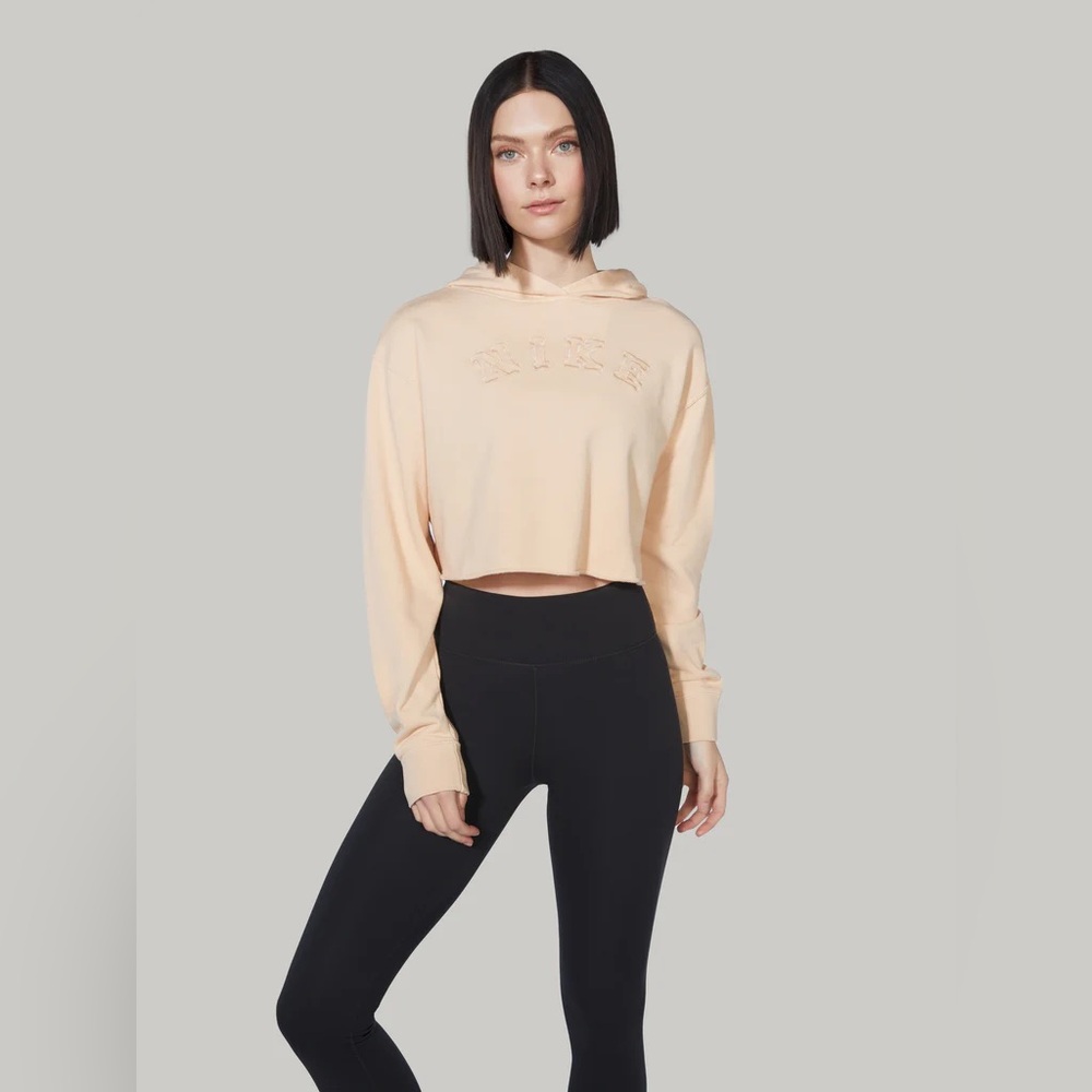 NWT Nike Sportswear Shimmer Crop Hoodie Beige XS